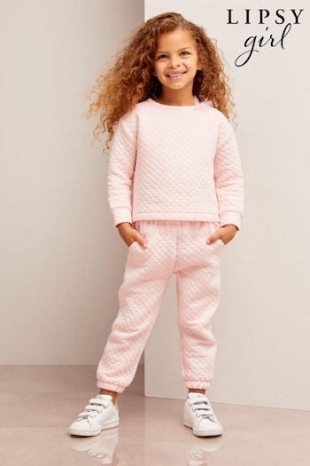 Lipsy Pink Quilted Tutu Sweatshirt And Jogger Set (0-6yrs) (K22654) | £24 - £26