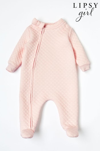 Lipsy Pink Baby Quilted Sleepsuit (K22655) | £22 - £24