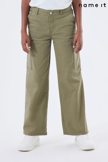 Name It Khaki Green Wide Leg Cargo Trousers (K22728) | £28