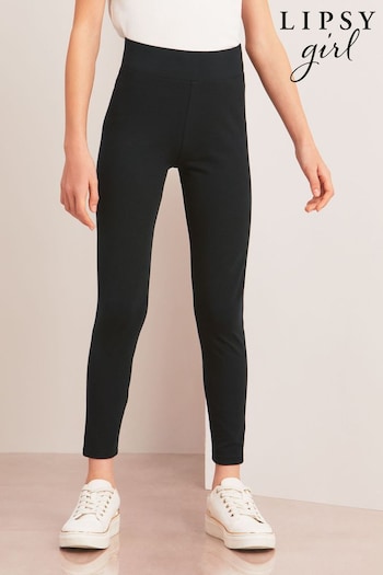 Lipsy Black Jersey Full Length Leggings Leather (2-16yrs) (K22854) | £9 - £14