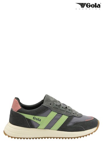 Gola Grey /Green/ Pink Chicago Nylon Lace-Up Trainers (K23011) | £90
