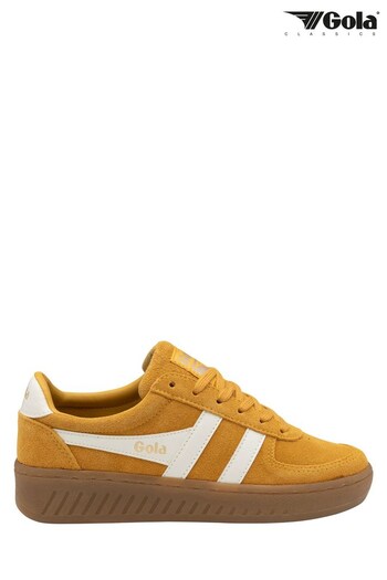 Gola Yellow/White Ladies' Grandslam Suede Lace-Up Trainers (K23017) | £85