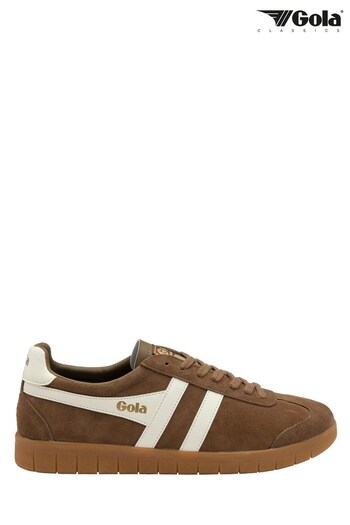 Gola Brown/Off White Men's Hurricane Suede Lace-Up Trainers (K23033) | £80