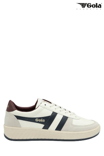 Gola White Grandslam Classic Leather Lace-Up Trainers (K23045) | £85