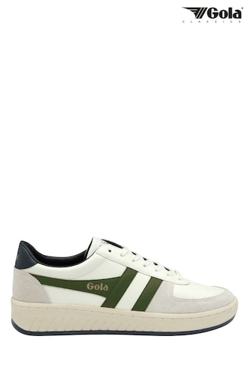 Gola White Grandslam Classic Leather Lace-Up Trainers (K23046) | £85