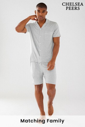 Chelsea Peers Grey Modal Button Up Short Pyjama Set (K23057) | £40
