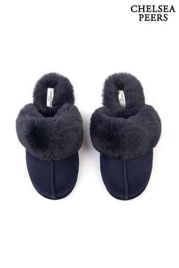 Chelsea Peers Blue Regular Fit Suedette Cuffed Dome Slippers (K23064) | £32