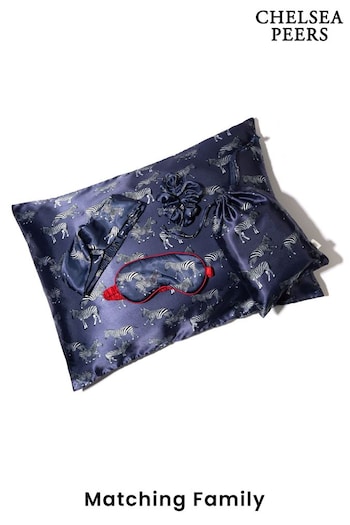 Chelsea Peers Blue Zebra Satin 5 Piece Sleep Gift Set (K23066) | £35