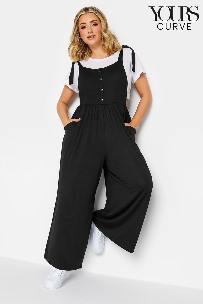 Womens black dungarees outlet uk