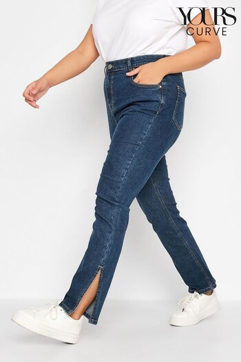 Yours Curve Blue Side Split Straight Leg Jean (K23228) | £33