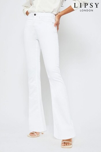 Lipsy White Mid Rise Chloe Flare Jeans (K23242) | £23
