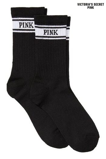 Victoria's Secret PINK Pure Black Crew Sock 2 Pack (K23288) | £16