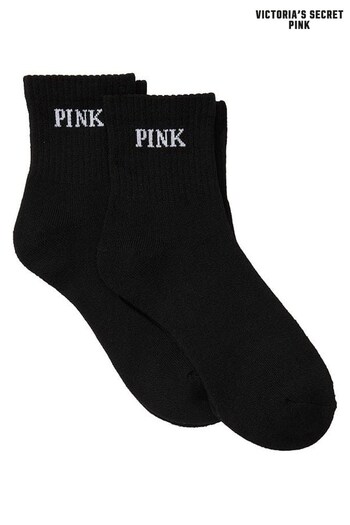 Victoria's Secret PINK Pure Black Quarter Sock 2 Pack (K23292) | £15