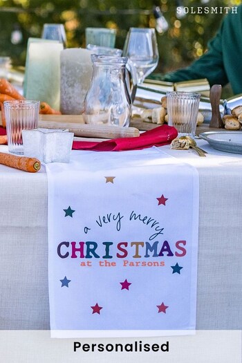 Personalised Colourful Christmas Table Runner by Solesmith (K23384) | £30