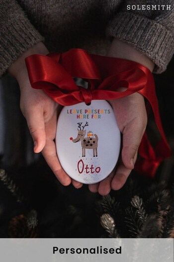Personalised Leave Presents Here Christmas Decoration by Solesmith (K23396) | £14