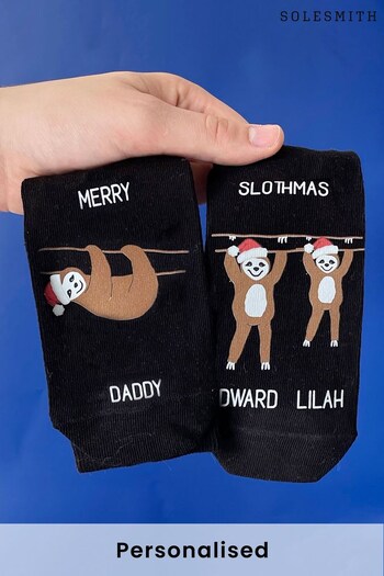 Personalised Christmas Sloth Socks by Solesmith (K23403) | £15