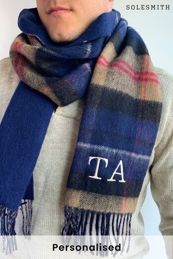 Personalised Reversible Tartan Scarf with Bold Monogram by Solesmith (K23421) | £36