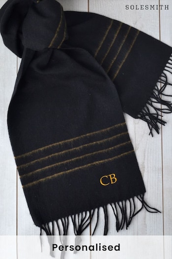 Personalised Yellow Stripe Monogram Scarf by Solesmith (K23424) | £35