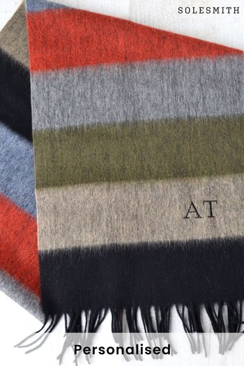 Personalised Colourful Stripe Monogram Scarf by Solesmith (K23425) | £35