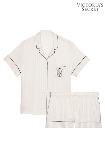 Victoria's Secret Coconut White Satin Short Pyjamas (K23464) | £65