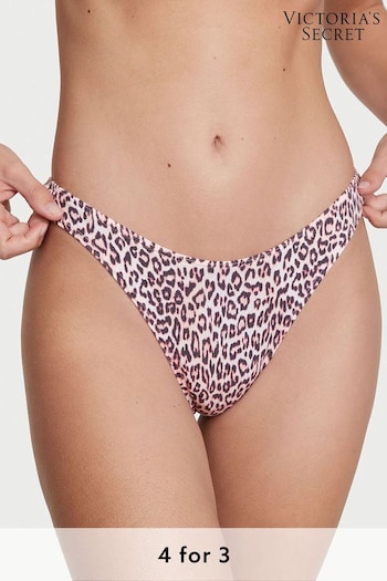 Victoria's Secret Purest Pink Leopard Print High Leg Scoop Thong Knickers (K23611) | £9
