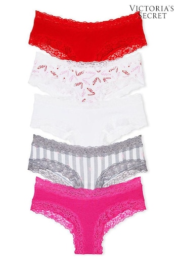Victoria's Secret Red/Pink/White/Grey Cheeky Cotton Knickers Multipack (K23616) | £25
