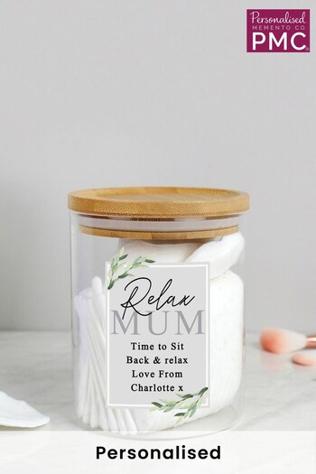 Personalised Botanical Glass Jar with Bamboo Lid by PMC (K23697) | £17