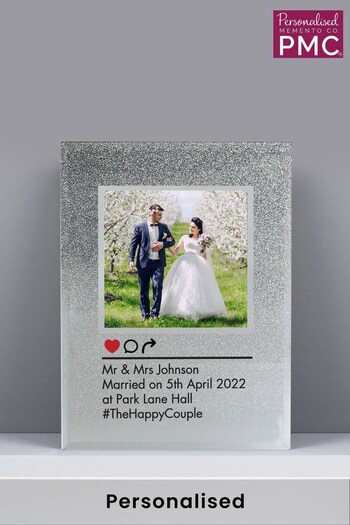 Personalised 4x4 Glitter Glass Photo Frame by PMC (K23699) | £15