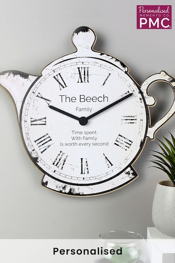 Personalised Teapot Shape Wooden Clock by PMC (K23713) | £25