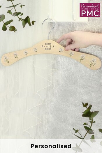 Personalised White Floral Wooden Hanger by PMC (K23727) | £12