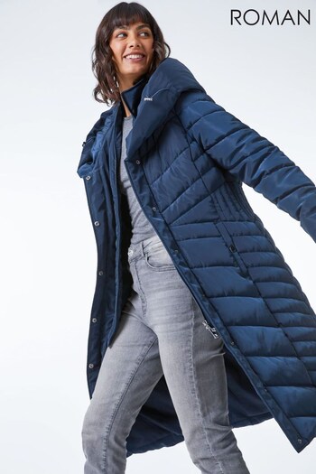 Roman Blue Hooded Chevron Quilted Coat (K23935) | £85