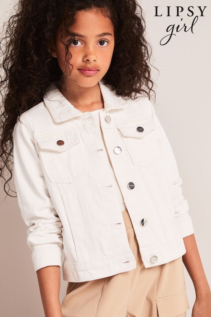 Girls denim shop jacket white