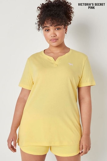 Victoria's Secret PINK Tulip Yellow V Neck Short Sleeve T-Shirt (K24504) | £14