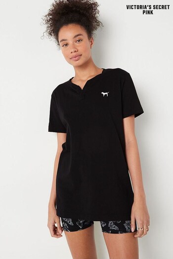 Victoria's Secret PINK Pure Black V Neck Short Sleeve T-Shirt (K24509) | £30