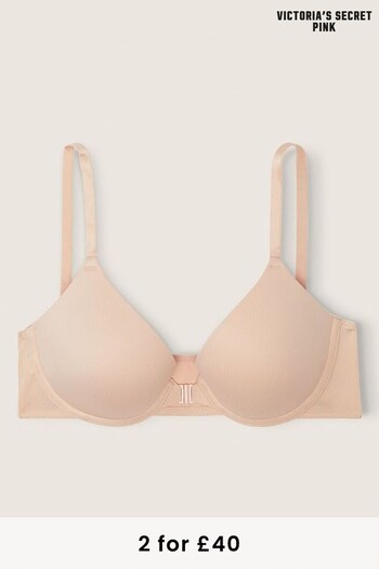 Victoria's Secret PINK Beige Nude Push Up Front Fastening T-Shirt Bra (K24552) | £29