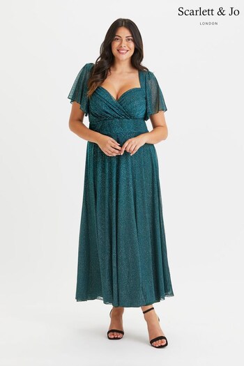 Scarlett & Jo Teal Green Curve Bolero Wrap Bodice Maxi Dress (K24605) | £95