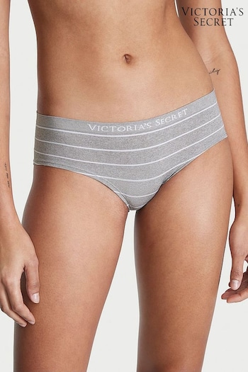 Victoria's Secret Medium Heather Grey Clean Stripe Printed Seamless Hipster Knickers (K24694) | £9