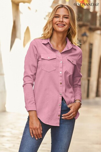 Sosandar Pink Fitted Denim Shirt (K24778) | £54