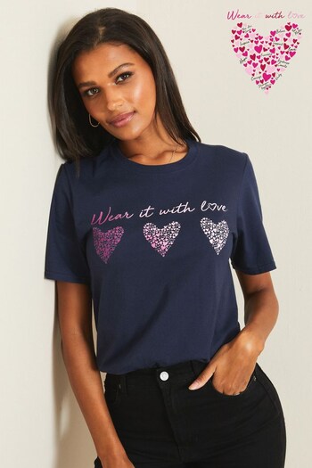 Wear it with Love Navy Women's Boyfriend T-Shirt (K25116) | £9