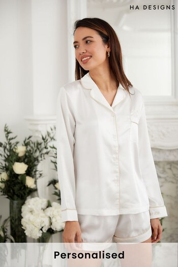 Personalised White Bridal Pyjama Set by HA Designs (K25312) | £55