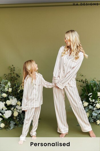 Personalised Childrens Blush Stripe Pyjama Set by HA Designs (K25329) | £45