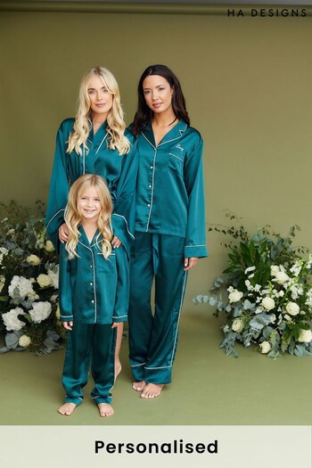 Personalised Childrens Forest Green Pyjama Set by HA Designs (K25333) | £40