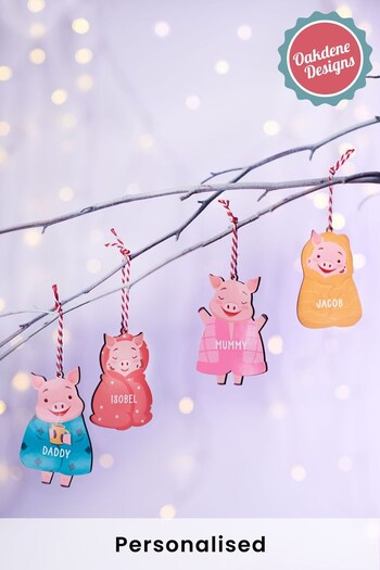 Personalised Family Pigs In Blankets Christmas Tree Decorations by Oakdene (K25365) | £8