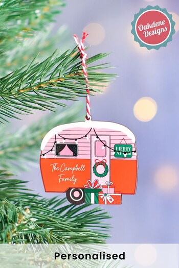 Personalised Festive Caravan Christmas Tree Decoration by Oakdene (K25367) | £8