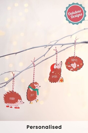 Personalised Festive Hedgehog Christmas Tree Decoration by Oakdene (K25368) | £8