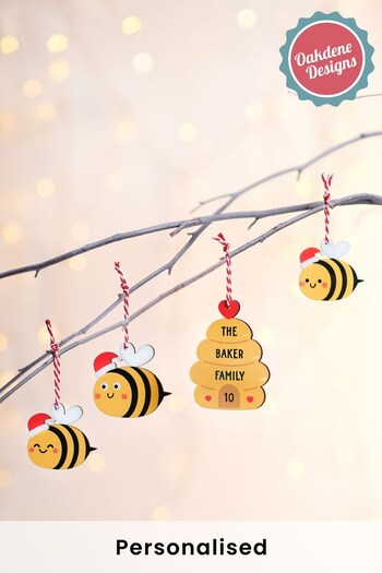 Personalised Family Bee Christmas Tree Decoration Set by Oakdene (K25369) | £16