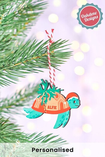 Personalised Festive Turtle Christmas Tree Decoration by Oakdene (K25370) | £8
