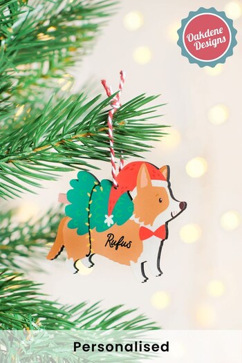Personalised Christmas Corgi Tree Decoration by Oakdene (K25371) | £8