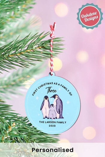 Personalised First Christmas As A Family Of Three Bauble by Oakdene (K25372) | £8