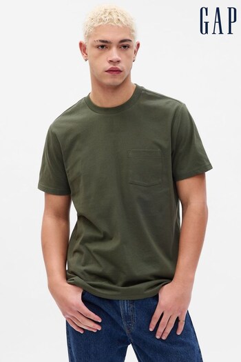 Gap Khaki Organic Cotton Short Sleeve Pocket Crewneck T-Shirt (K25406) | £18